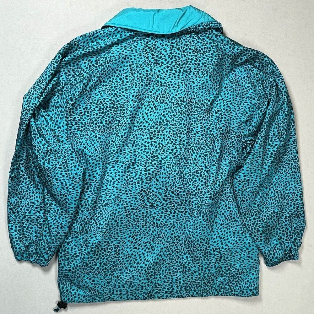 Vintage Women's Teal Snuggler Tanya Shell Leopard Ski Jacket Sz‎ M Retro Winter